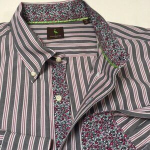 Tailorbyrd Men's 3XL Long Sleeve Striped Button Up Shirt w/ Contrasting Accents